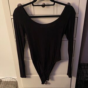 Open Back Black Long Sleeve Bodysuit